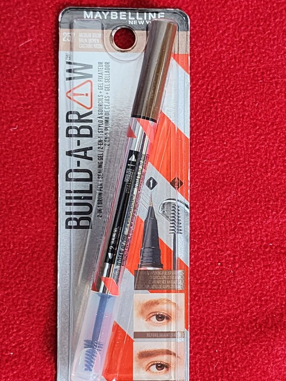 Maybelline New York Build-A-Brow 2-N-1 Brow Pen Sealing Gel Color 257 Med. Brown